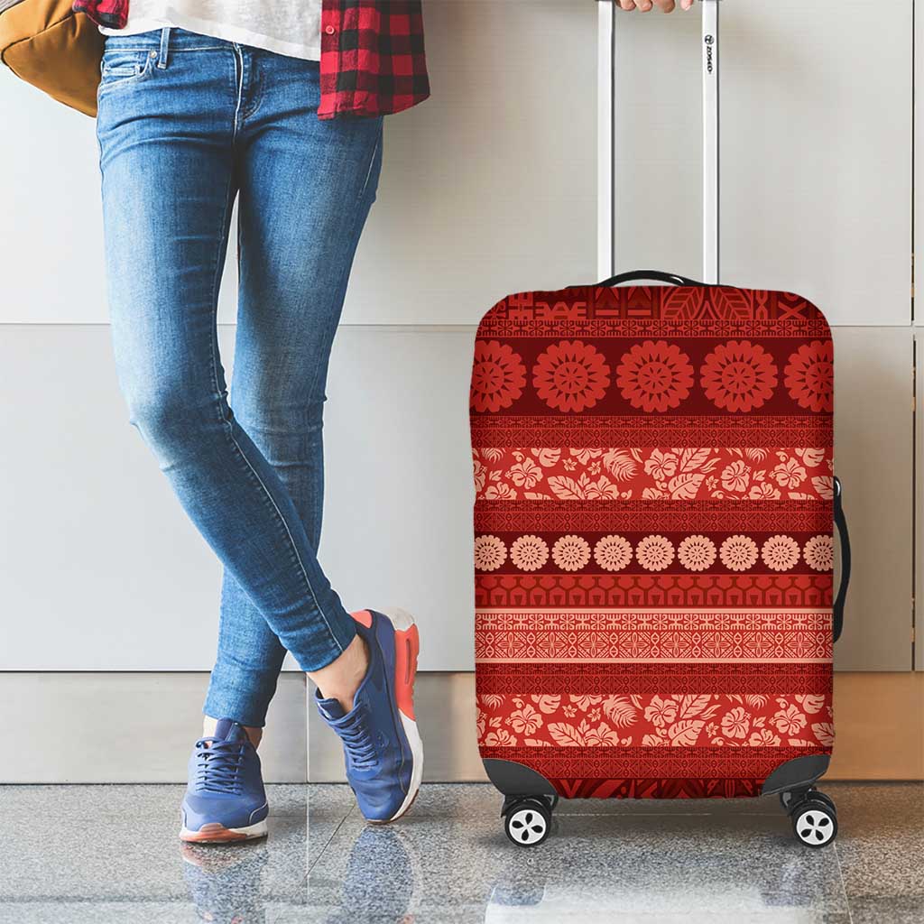 Fiji Marau na Kerisimasi Luggage Cover Red Tapa Masi Inspired Christmas - Polynesian Pride