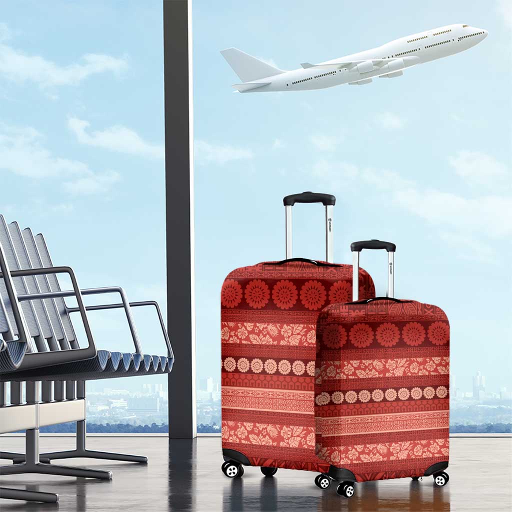Fiji Marau na Kerisimasi Luggage Cover Red Tapa Masi Inspired Christmas - Polynesian Pride