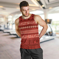 Fiji Marau na Kerisimasi Men Tank Top Red Tapa Masi Inspired Christmas - Polynesian Pride
