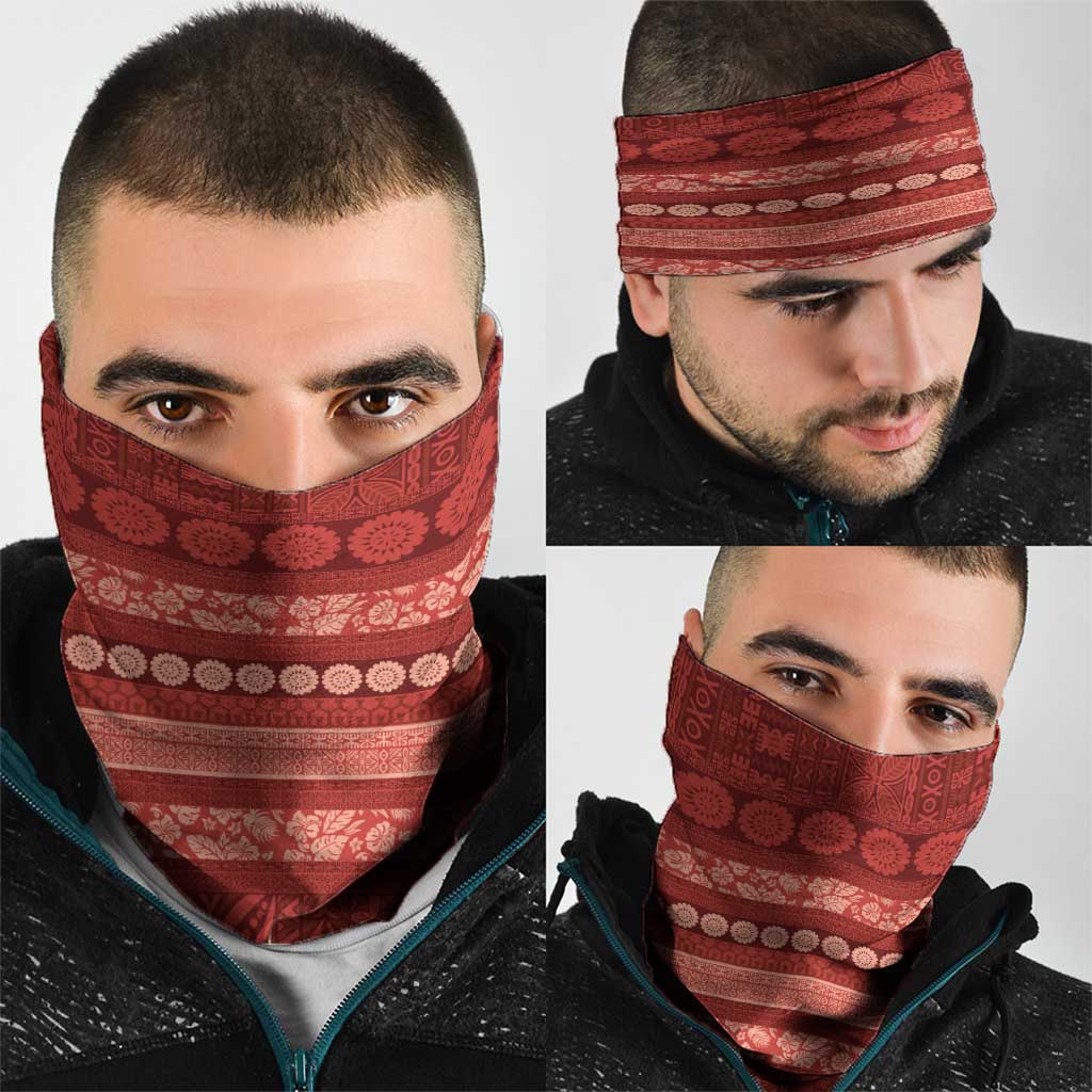 Fiji Marau na Kerisimasi Neck Gaiter Red Tapa Masi Inspired Christmas LT9 - Polynesian Pride