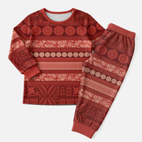 Fiji Marau na Kerisimasi Christmas Pajama Set Red Tapa Masi Inspired Christmas - Polynesian Pride