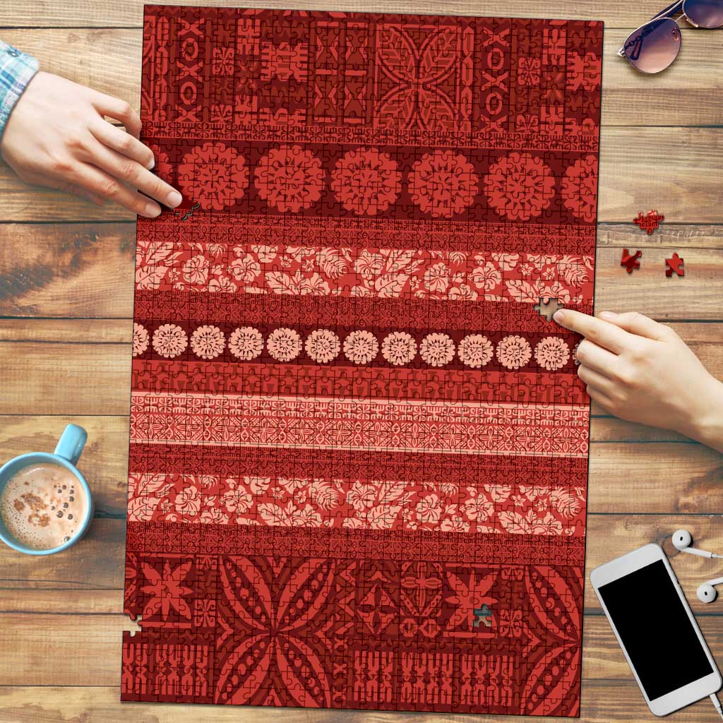 Fiji Marau na Kerisimasi Puzzle Red Tapa Masi Inspired Christmas - Polynesian Pride