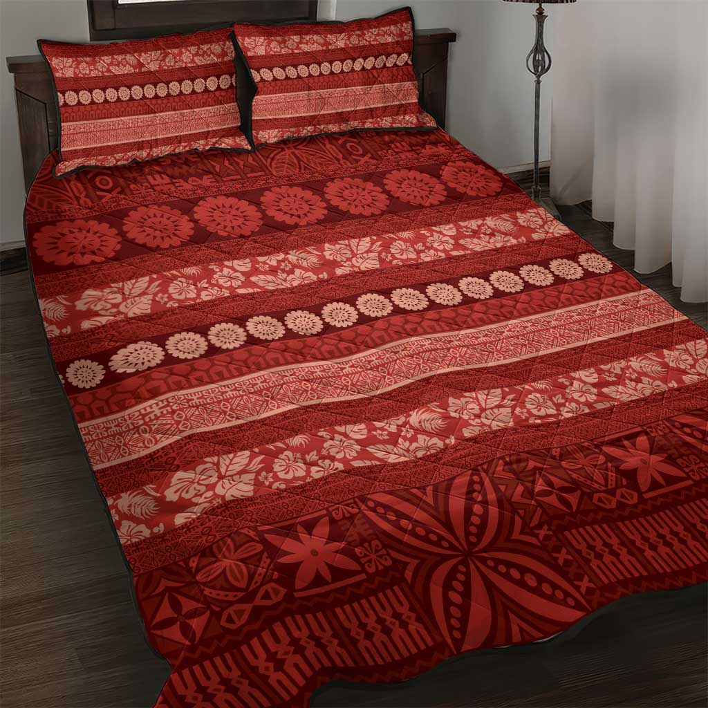 Fiji Marau na Kerisimasi Quilt Bed Set Red Tapa Masi Inspired Christmas LT9 Red - Polynesian Pride