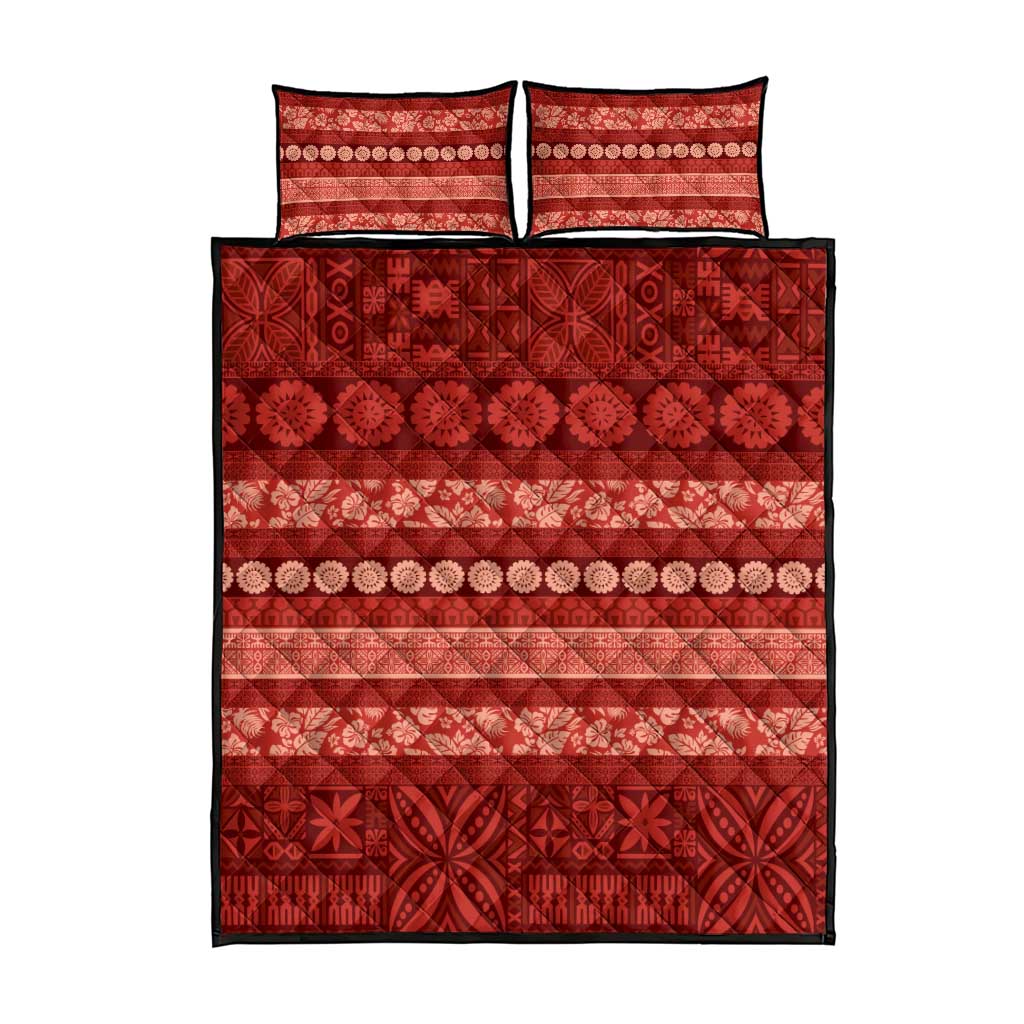 Fiji Marau na Kerisimasi Quilt Bed Set Red Tapa Masi Inspired Christmas LT9 - Polynesian Pride