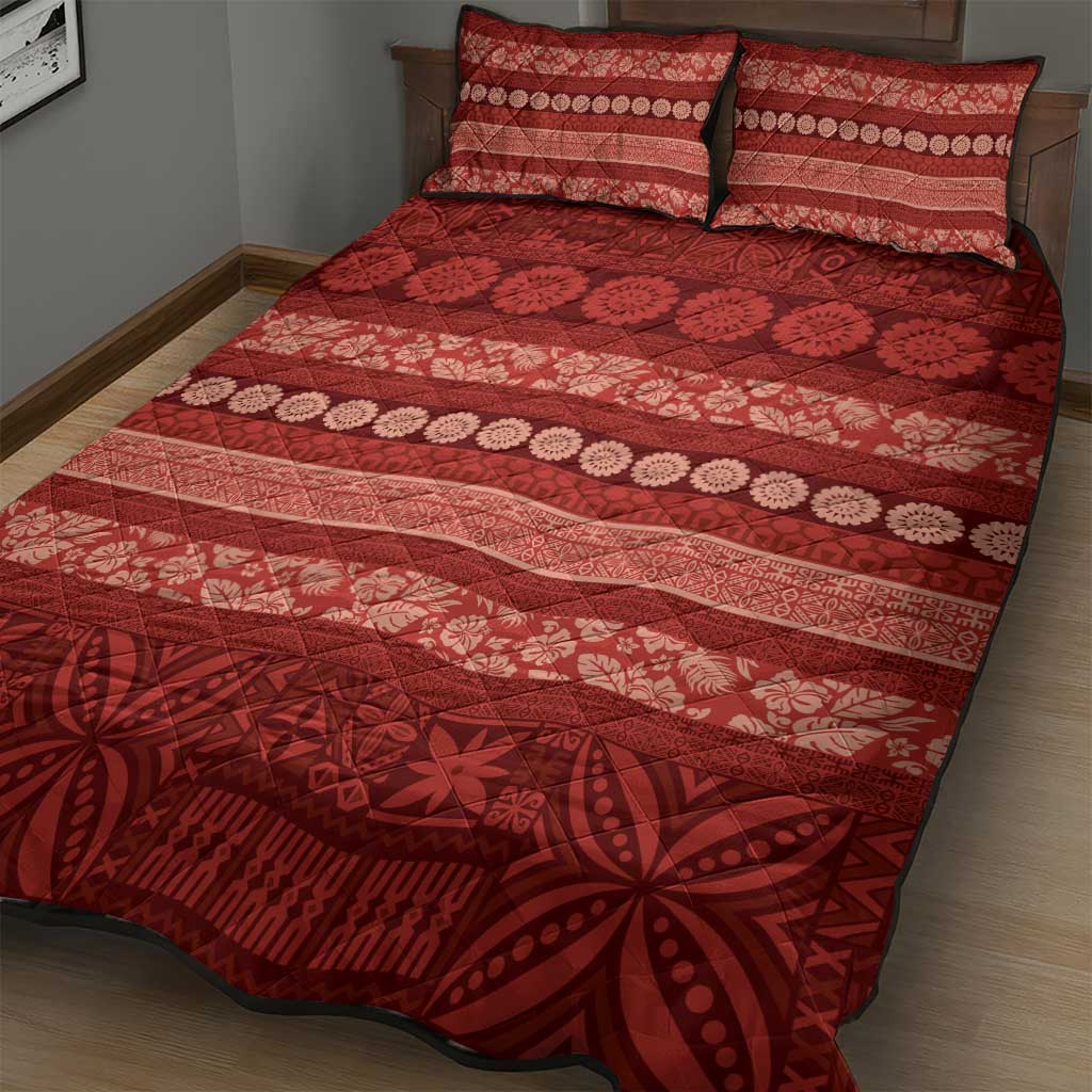 Fiji Marau na Kerisimasi Quilt Bed Set Red Tapa Masi Inspired Christmas LT9 - Polynesian Pride