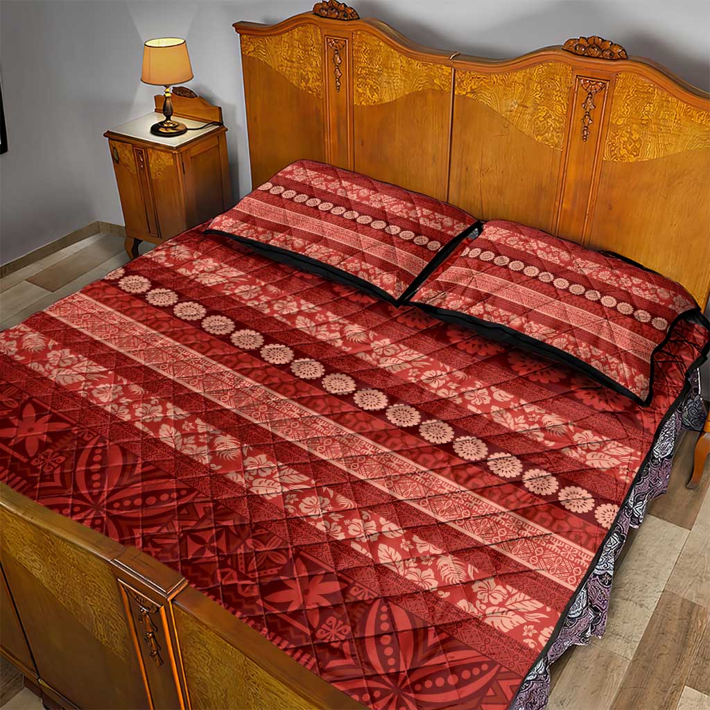 Fiji Marau na Kerisimasi Quilt Bed Set Red Tapa Masi Inspired Christmas LT9 - Polynesian Pride