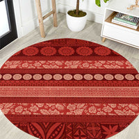 Fiji Marau na Kerisimasi Round Carpet Red Tapa Masi Inspired Christmas LT9 Red - Polynesian Pride