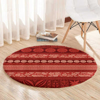 Fiji Marau na Kerisimasi Round Carpet Red Tapa Masi Inspired Christmas LT9 - Polynesian Pride