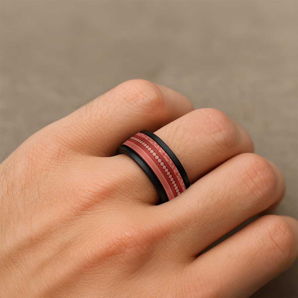 Fiji Marau na Kerisimasi Spinner Ring Red Tapa Masi Inspired Christmas - Polynesian Pride