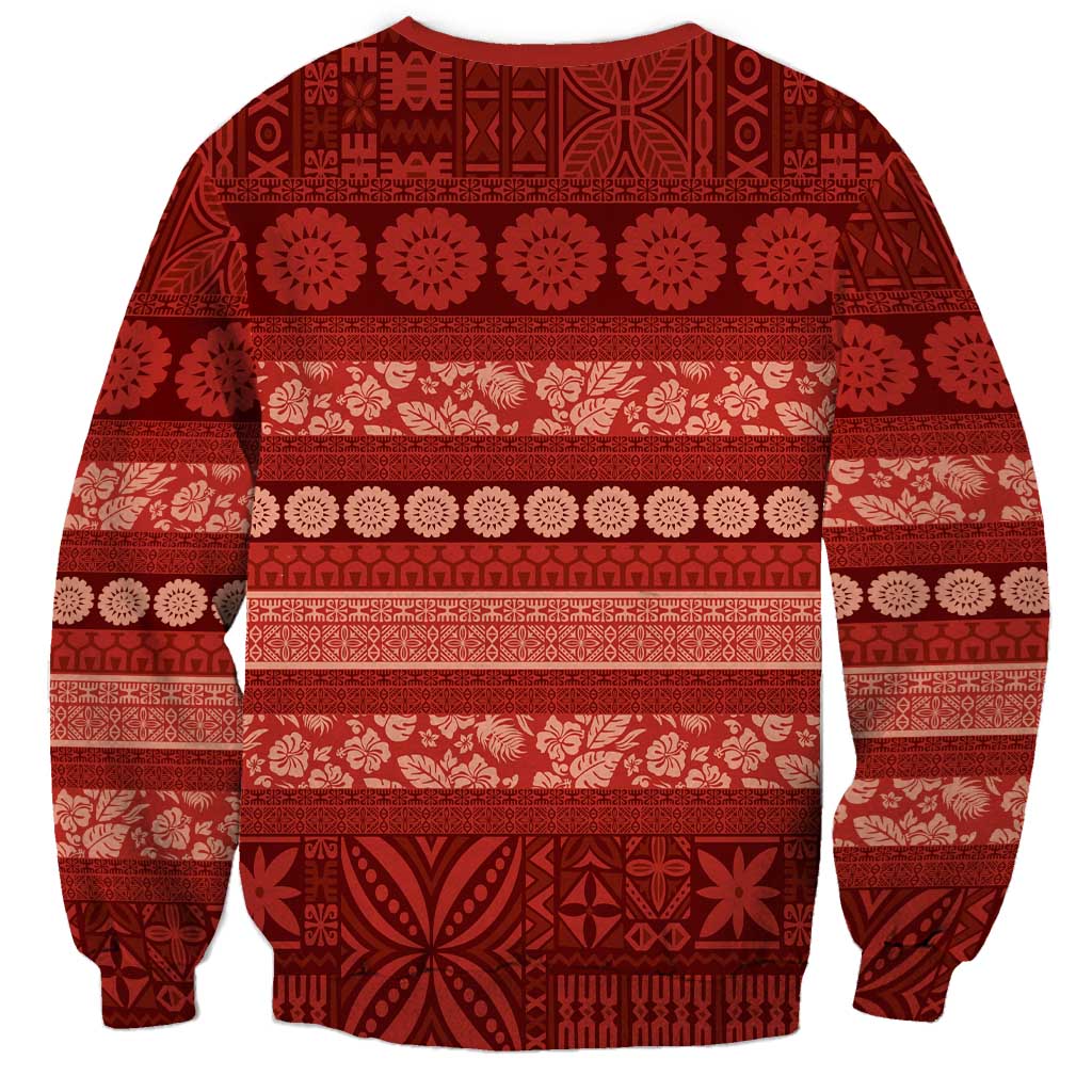 Fiji Marau na Kerisimasi Sweatshirt Red Tapa Masi Inspired Christmas - Polynesian Pride