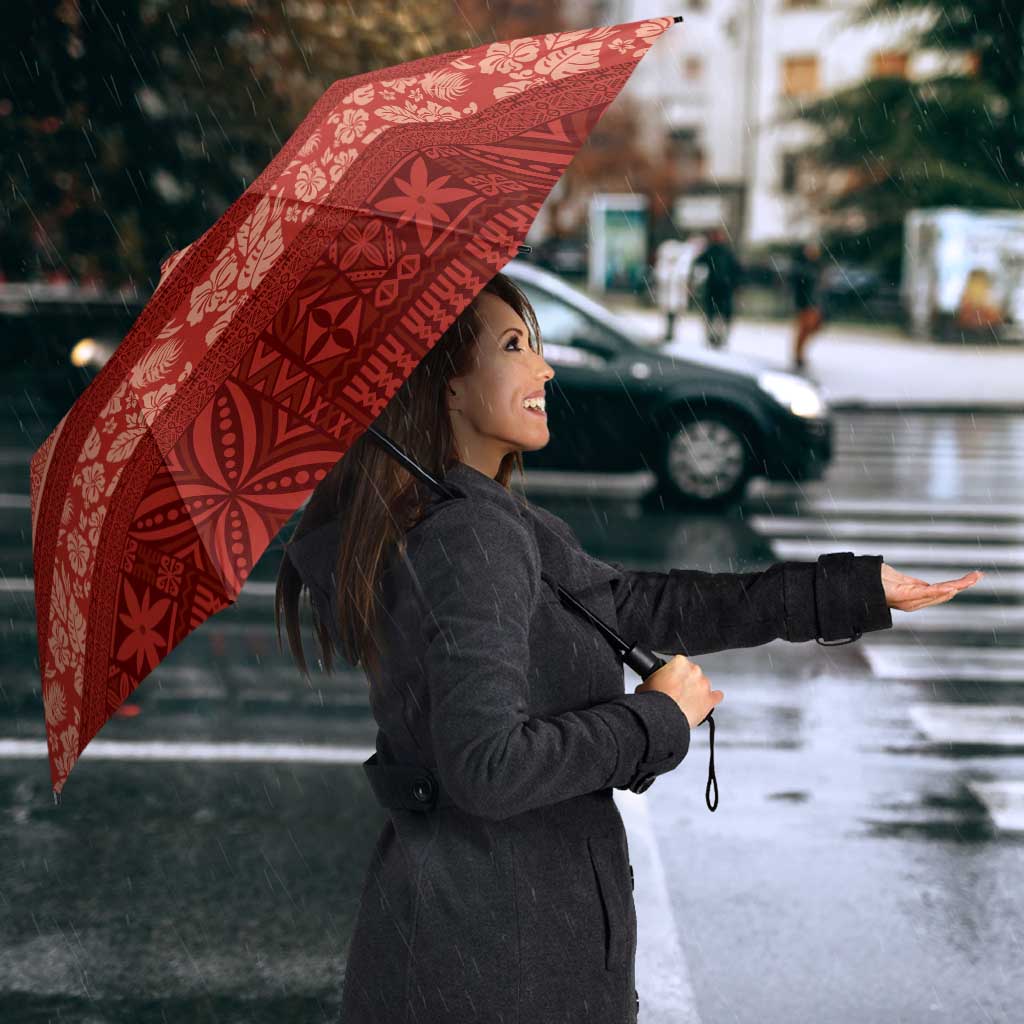 Fiji Marau na Kerisimasi Umbrella Red Tapa Masi Inspired Christmas - Polynesian Pride