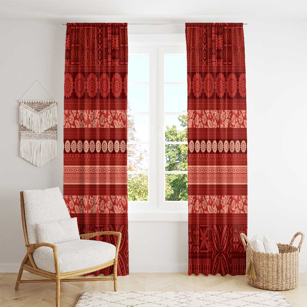 Fiji Marau na Kerisimasi Window Curtain Red Tapa Masi Inspired Christmas - Polynesian Pride