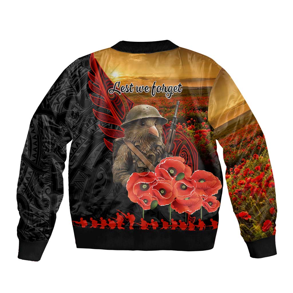 Maori Kiwi Soldier Fern Tattoo ANZAC Day Bomber Jacket Lest We Forget LT9 - Polynesian Pride