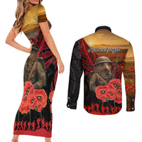 Maori Kiwi Soldier Fern Tattoo ANZAC Day Couples Matching Short Sleeve Bodycon Dress and Long Sleeve Button Shirt Lest We Forget LT9 - Polynesian Pride
