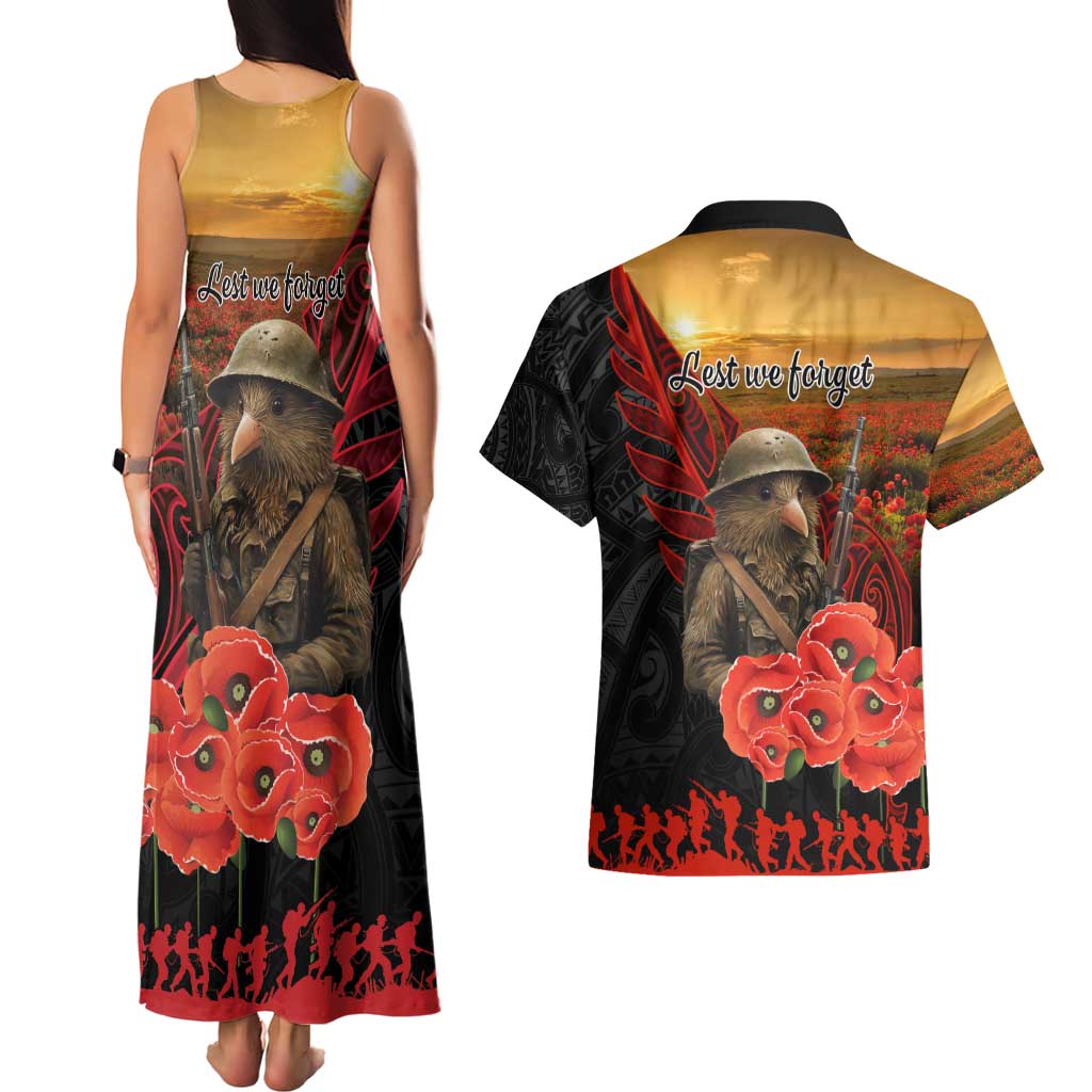 Maori Kiwi Soldier Fern Tattoo ANZAC Day Couples Matching Tank Maxi Dress and Hawaiian Shirt Lest We Forget LT9 - Polynesian Pride