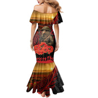 Maori Kiwi Soldier Fern Tattoo ANZAC Day Family Matching Mermaid Dress and Hawaiian Shirt Lest We Forget LT9 - Polynesian Pride