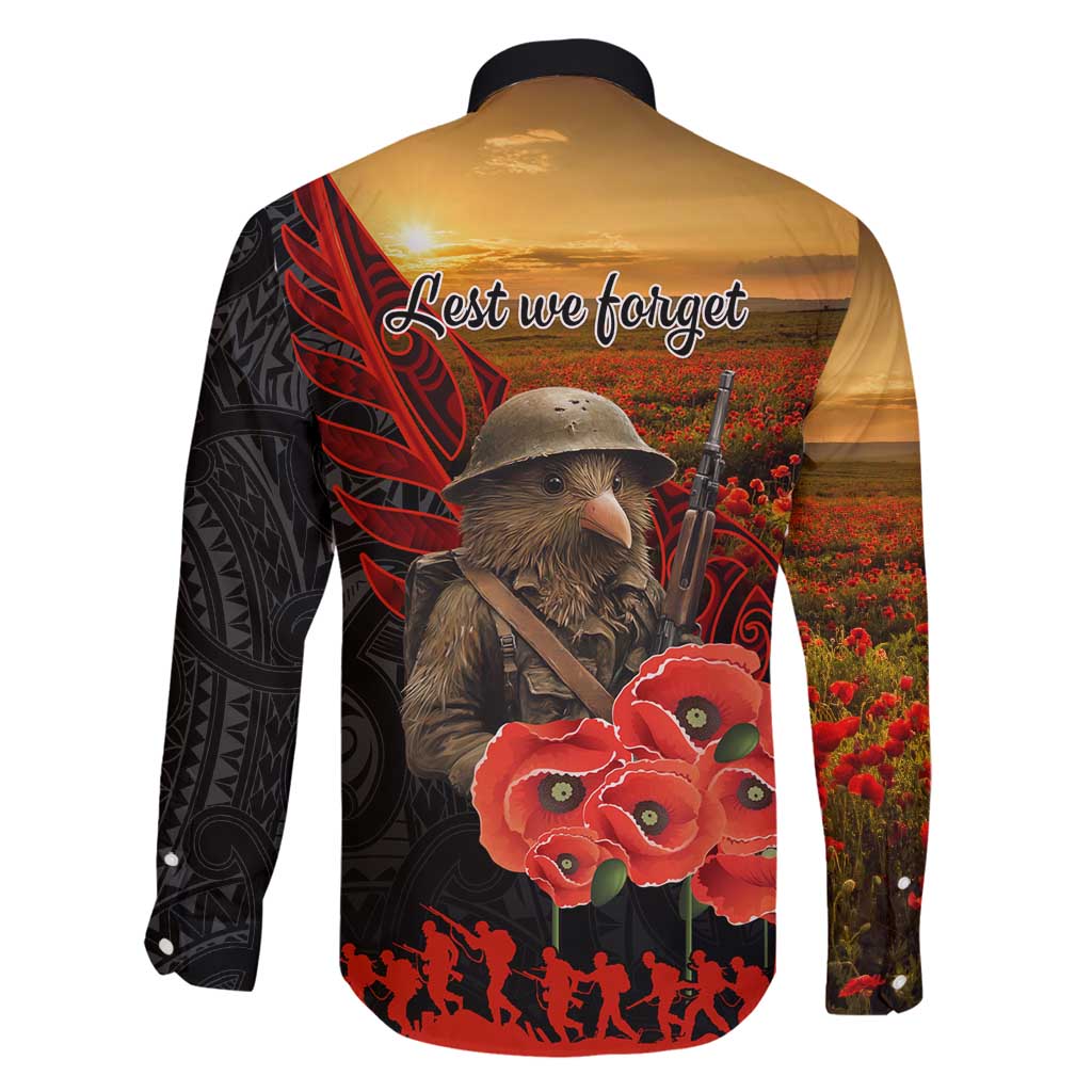 Maori Kiwi Soldier Fern Tattoo ANZAC Day Family Matching Off Shoulder Maxi Dress and Hawaiian Shirt Lest We Forget LT9 - Polynesian Pride
