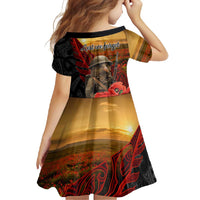 Maori Kiwi Soldier Fern Tattoo ANZAC Day Family Matching Short Sleeve Bodycon Dress and Hawaiian Shirt Lest We Forget LT9 - Polynesian Pride