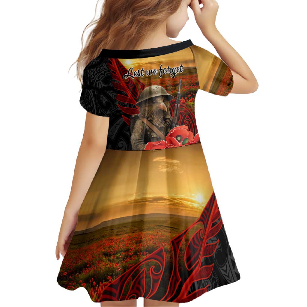 Maori Kiwi Soldier Fern Tattoo ANZAC Day Family Matching Summer Maxi Dress and Hawaiian Shirt Lest We Forget LT9 - Polynesian Pride