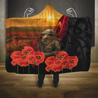 Maori Kiwi Soldier Fern Tattoo ANZAC Day Hooded Blanket Lest We Forget LT9 - Polynesian Pride