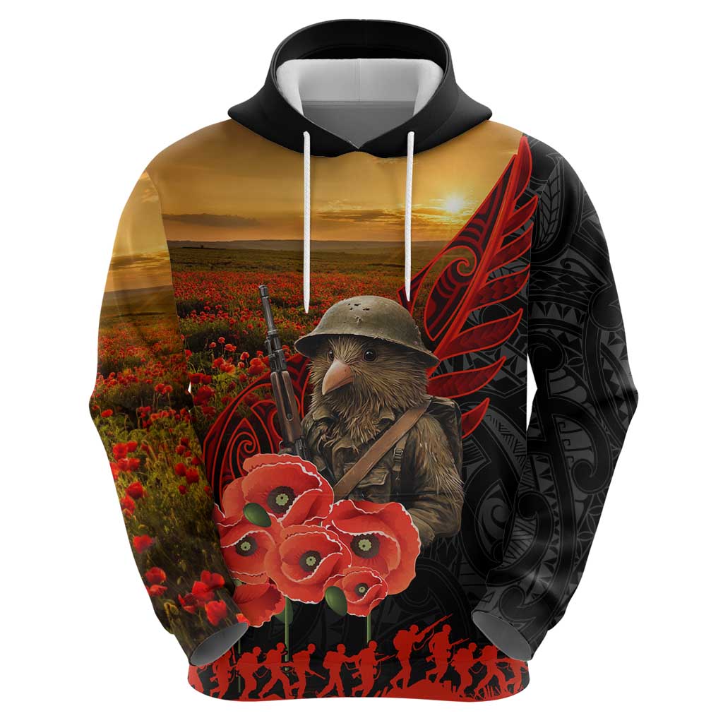 Maori Kiwi Soldier Fern Tattoo ANZAC Day Hoodie Lest We Forget LT9 - Polynesian Pride