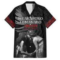 New Zealand Mother's Day Family Matching Short Sleeve Bodycon Dress and Hawaiian Shirt Maori Hongi Aroha Ahau Ki A Koe Mama LT9 Dad's Shirt - Short Sleeve Black - Polynesian Pride