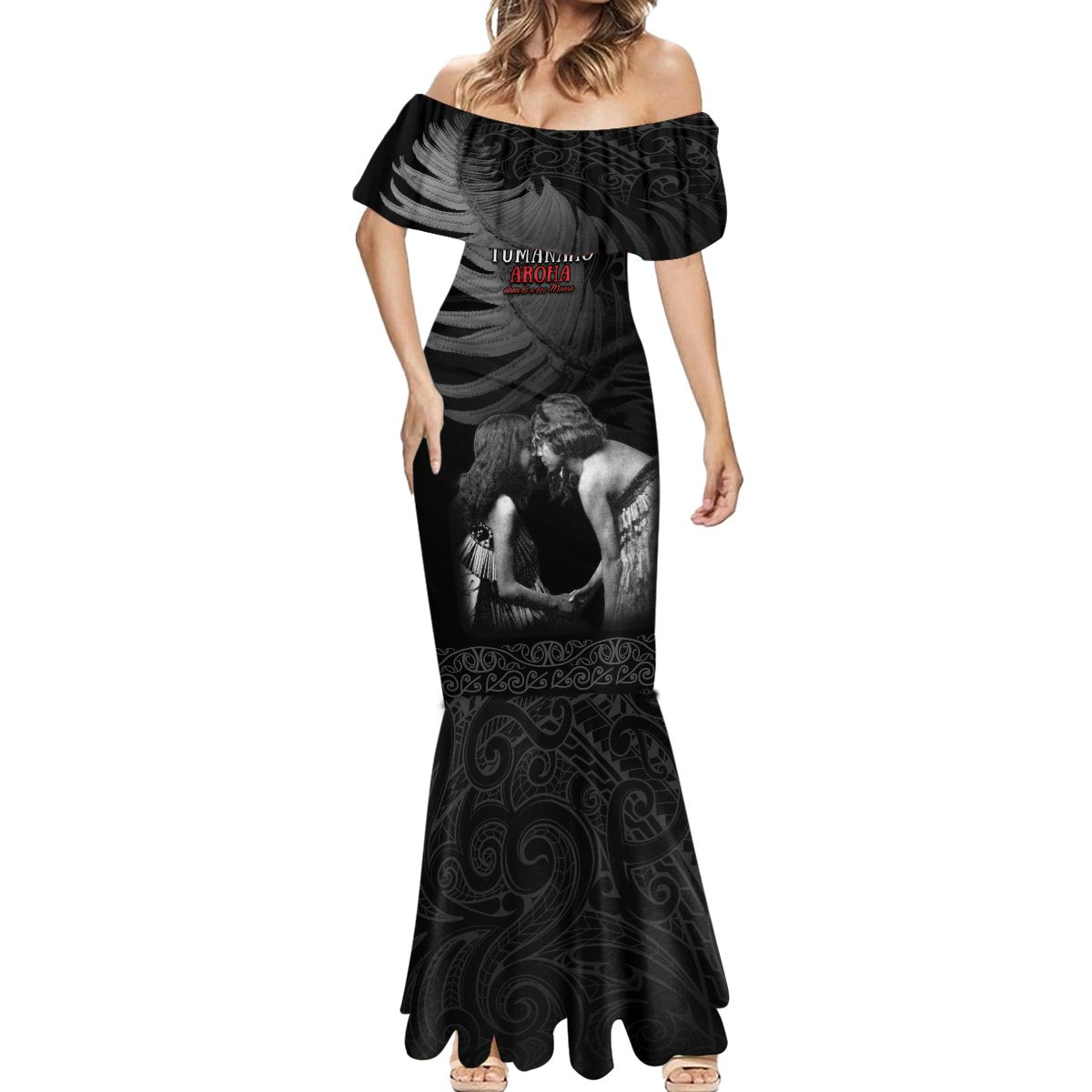 New Zealand Mother's Day Mermaid Dress Maori Hongi Aroha Ahau Ki A Koe Mama LT9 - Polynesian Pride