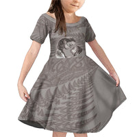 New Zealand Mother's Day Family Matching Mermaid Dress and Hawaiian Shirt Maori Mo Toku Mama Silver Fern LT9 Daughter's Dress Nude - Polynesian Pride