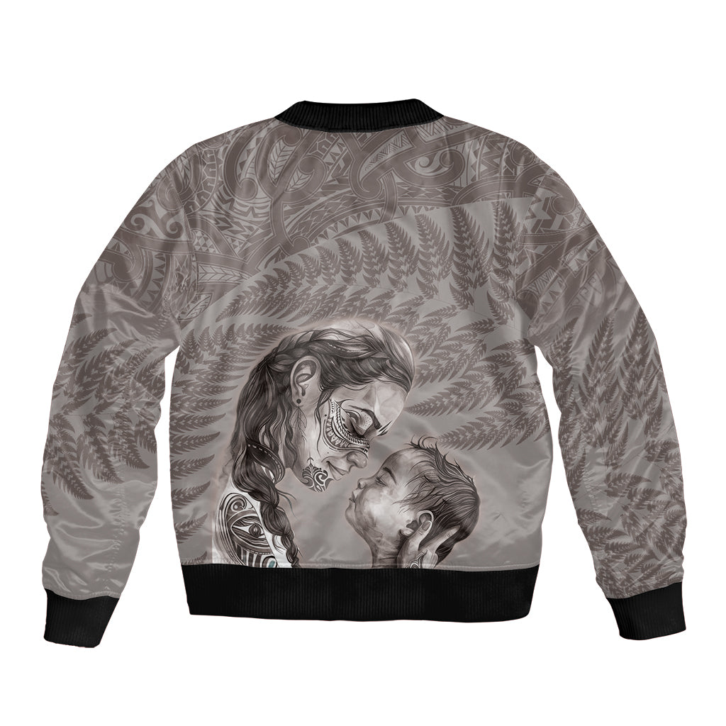 New Zealand Mother's Day Sleeve Zip Bomber Jacket Maori Mo Toku Mama Silver Fern LT9 - Polynesian Pride