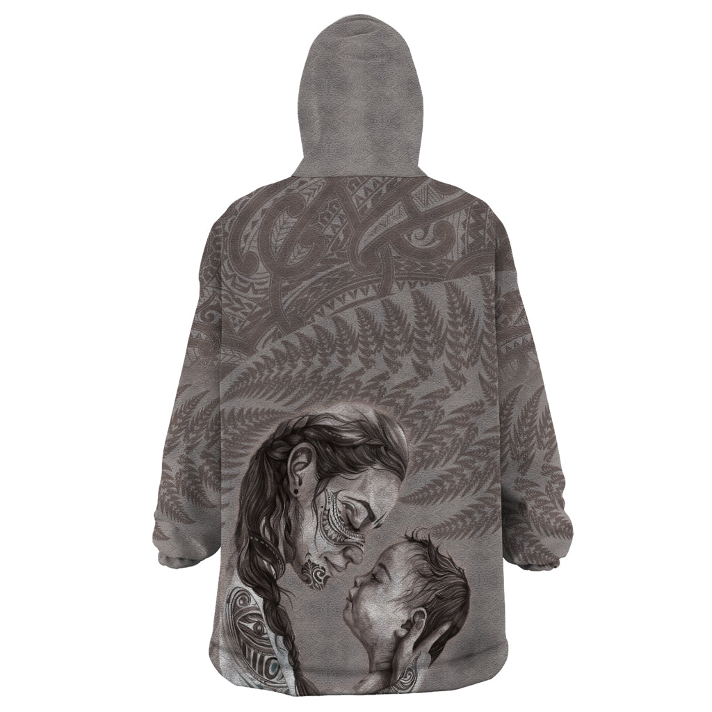 New Zealand Mother's Day Wearable Blanket Hoodie - Maori Mo Toku Mama Silver Fern LT9 - Polynesian Pride