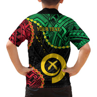 Personalised Vanuatu 44th Anniversary Family Matching Off The Shoulder Long Sleeve Dress and Hawaiian Shirt Tugeta Yumi Selebretem Indipendens Dei LT9 - Polynesian Pride