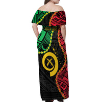 Personalised Vanuatu 44th Anniversary Off Shoulder Maxi Dress Tugeta Yumi Selebretem Indipendens Dei
