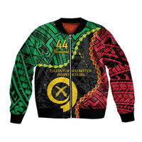 Personalised Vanuatu 44th Anniversary Sleeve Zip Bomber Jacket Tugeta Yumi Selebretem Indipendens Dei