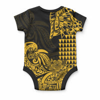 Hawaii Kakau Baby Onesie Polynesian Floral Tribal Gold Version LT9 - Polynesian Pride