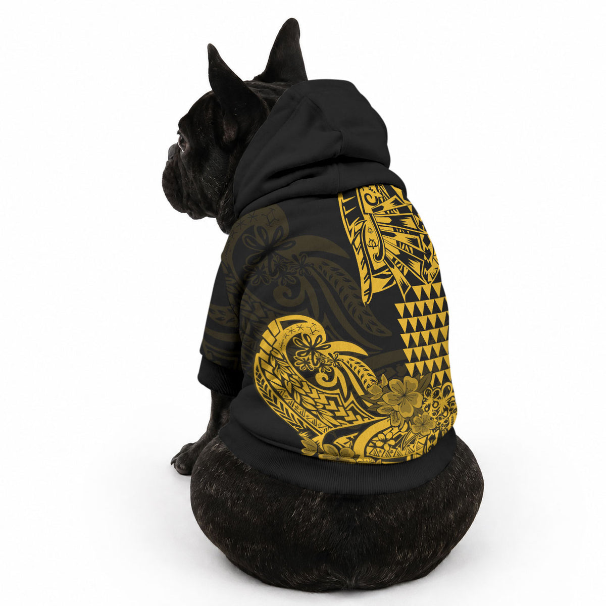 Hawaii Kakau Pet Hoodie Polynesian Floral Tribal Gold Version LT9 - Polynesian Pride