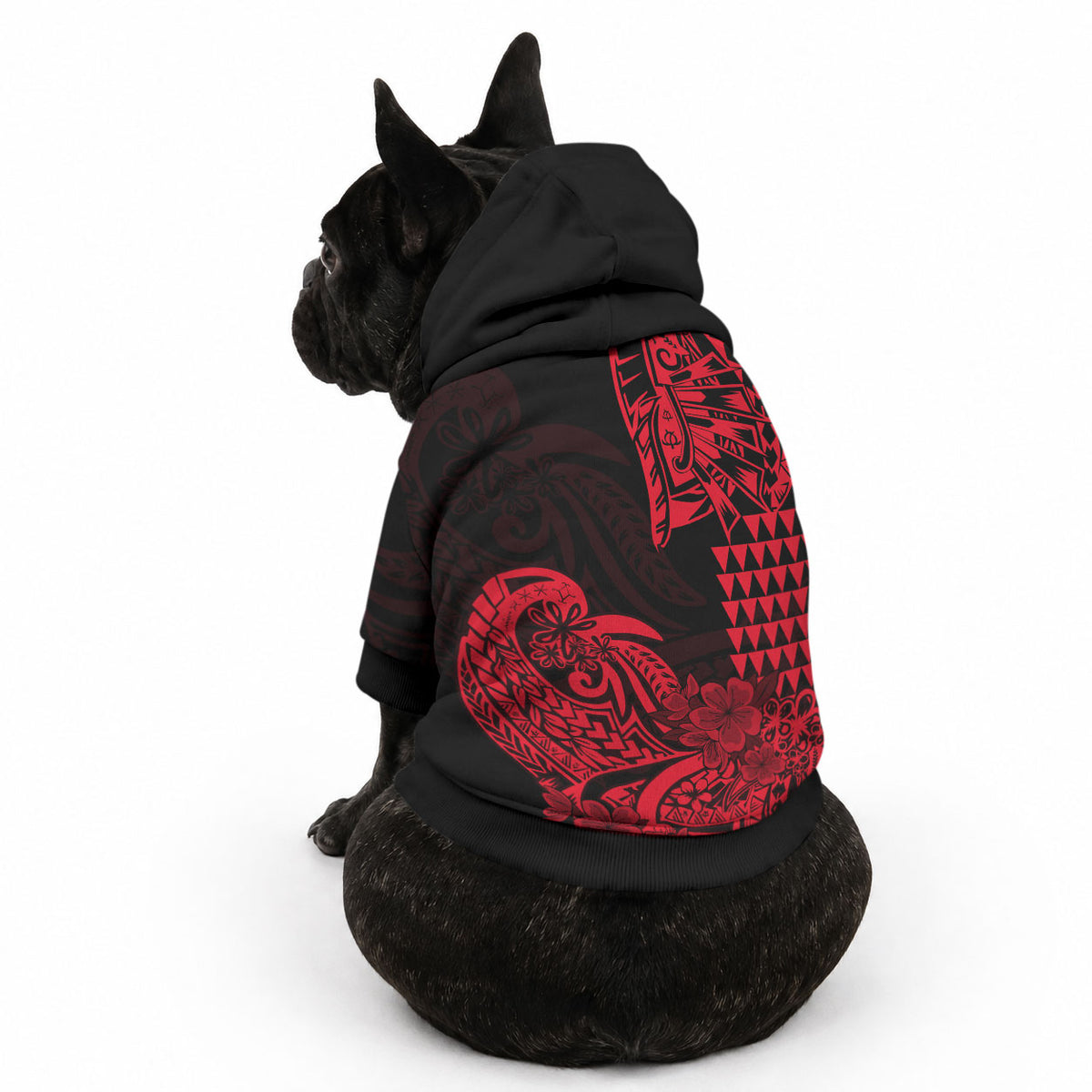 Hawaii Kakau Pet Hoodie Polynesian Floral Tribal Red Version LT9 - Polynesian Pride