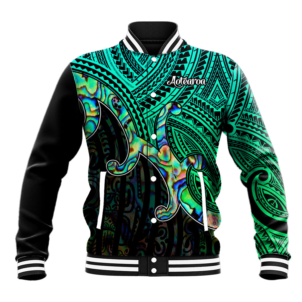 Aotearoa Papua Shell Baseball Jacket Maori Tribal Pattern LT9 Unisex Green - Polynesian Pride