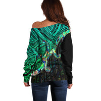 Aotearoa Papua Shell Off Shoulder Sweater Maori Tribal Pattern LT9 - Polynesian Pride
