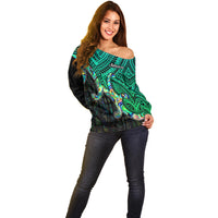 Aotearoa Papua Shell Off Shoulder Sweater Maori Tribal Pattern LT9 - Polynesian Pride