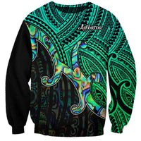 Aotearoa Papua Shell Sweatshirt Maori Tribal Pattern LT9 Unisex Green - Polynesian Pride