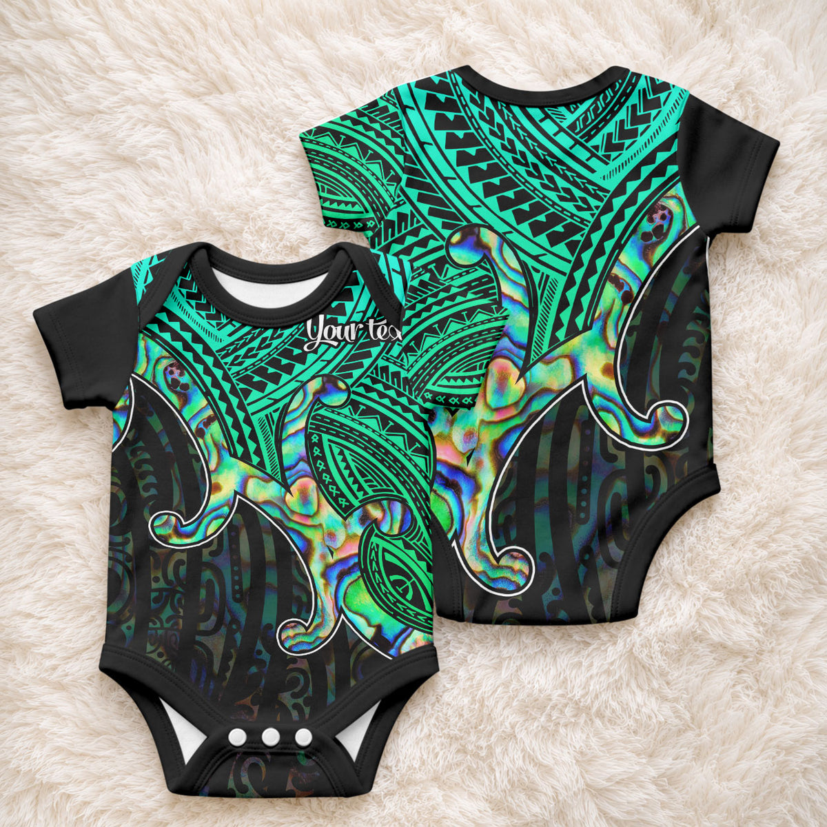 Custom Aotearoa Papua Shell Baby Onesie Maori Tribal Pattern LT9 - Polynesian Pride