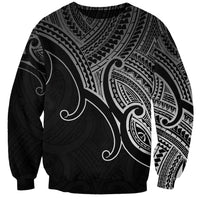 Aotearoa Maori Koru Sweatshirt Polynesian Pacific Tribal - Black LT9 Unisex Black - Polynesian Pride