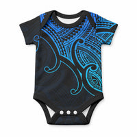 Aotearoa Maori Koru Baby Onesie Polynesian Pacific Tribal - Blue LT9 Blue - Polynesian Pride