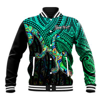 Aotearoa Maori Koru Baseball Jacket Polynesian Pacific Tribal - Blue LT9 Unisex Blue - Polynesian Pride