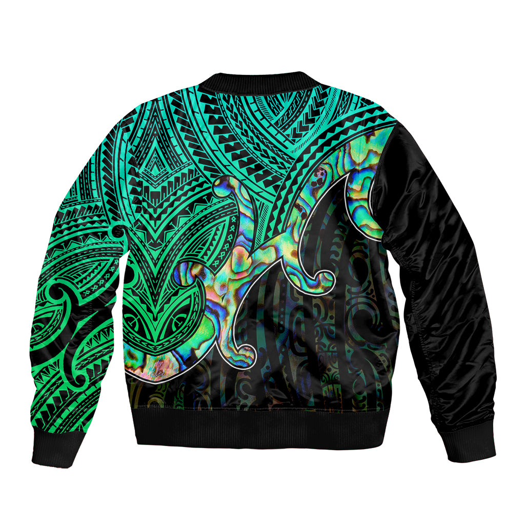 Aotearoa Maori Koru Bomber Jacket Polynesian Pacific Tribal - Blue LT9 - Polynesian Pride