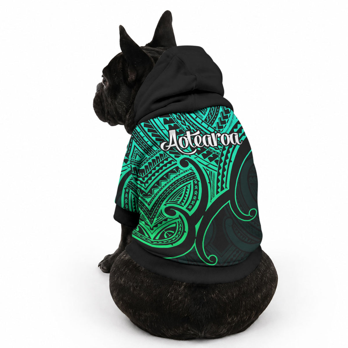 Aotearoa Maori Koru Pet Hoodie Polynesian Pacific Tribal - Green LT9 - Polynesian Pride
