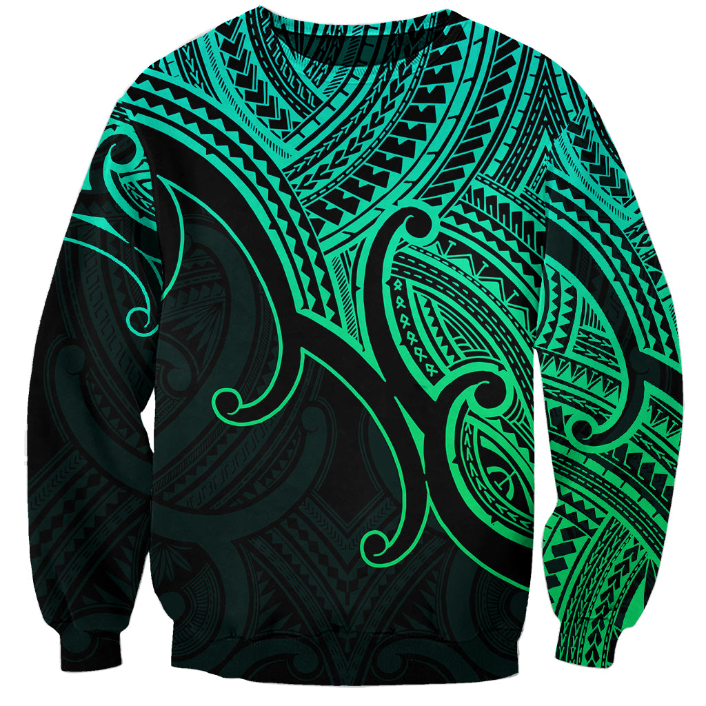Aotearoa Maori Koru Sweatshirt Polynesian Pacific Tribal - Green LT9 Unisex Green - Polynesian Pride