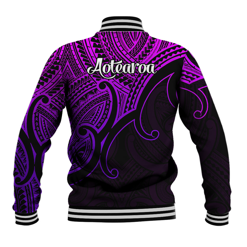 Aotearoa Maori Koru Baseball Jacket Polynesian Pacific Tribal - Purple LT9 - Polynesian Pride