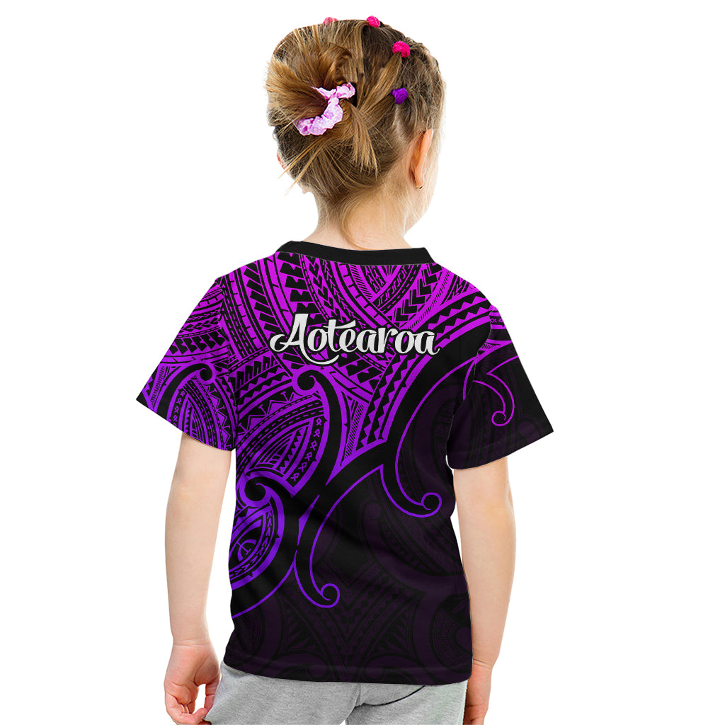 Aotearoa Maori Koru Kid T Shirt Polynesian Pacific Tribal - Purple LT9 - Polynesian Pride