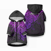Aotearoa Maori Koru Pet Hoodie Polynesian Pacific Tribal - Purple LT9 Zip-up Purple - Polynesian Pride